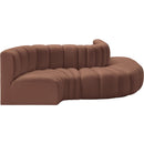 Meridian Arc Cognac Vegan Leather 5 pc Modular Sectional IMAGE 5