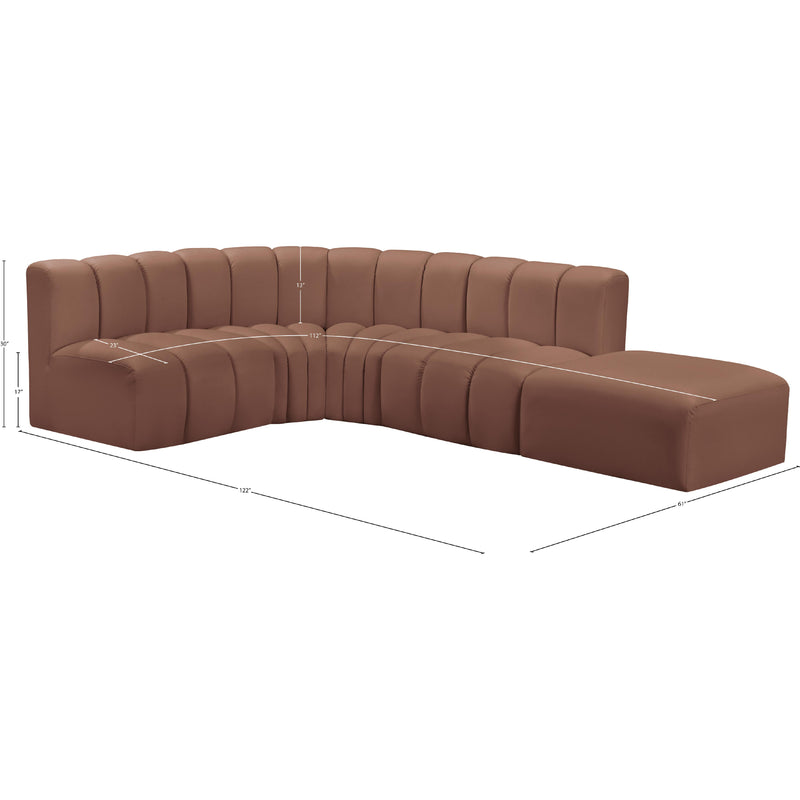 Meridian Arc Cognac Vegan Leather 5 pc Modular Sectional IMAGE 15