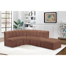 Meridian Arc Cognac Vegan Leather 5 pc Modular Sectional IMAGE 3