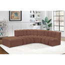 Meridian Arc Cognac Vegan Leather 5 pc Modular Sectional IMAGE 4