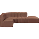 Meridian Arc Cognac Vegan Leather 5 pc Modular Sectional IMAGE 7