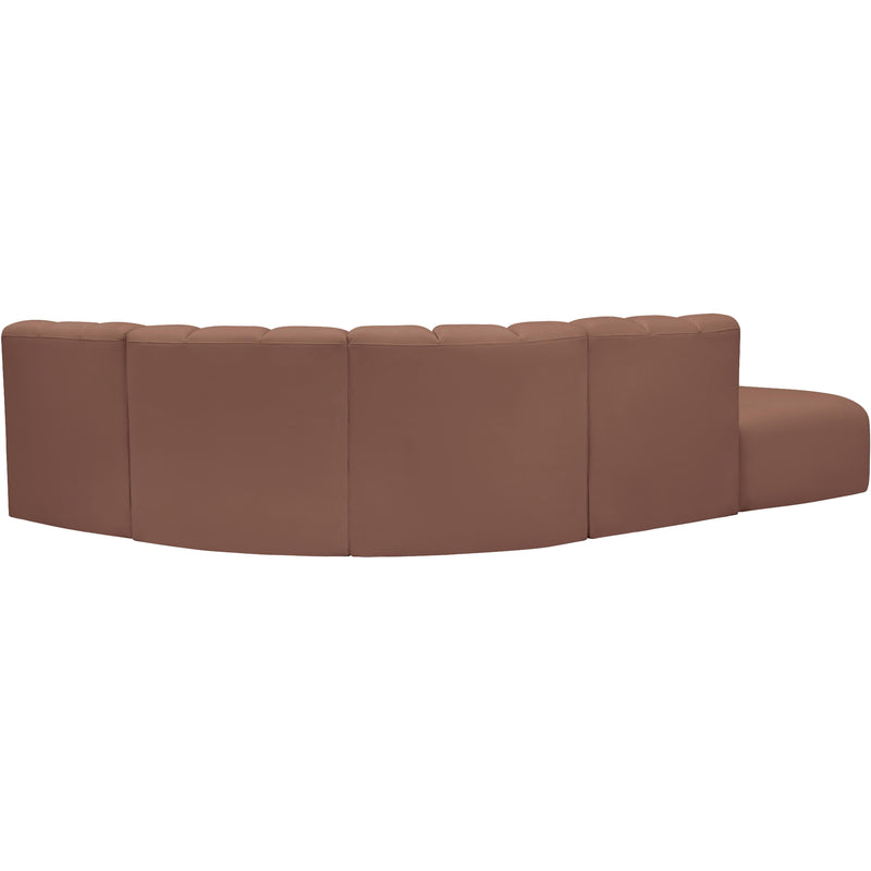 Meridian Arc Cognac Vegan Leather 5 pc Modular Sectional IMAGE 9