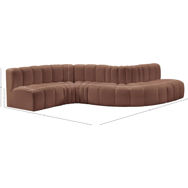 Meridian Arc Cognac Vegan Leather 6 pc Modular Sectional IMAGE 10