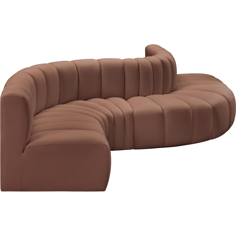 Meridian Arc Cognac Vegan Leather 6 pc Modular Sectional IMAGE 4