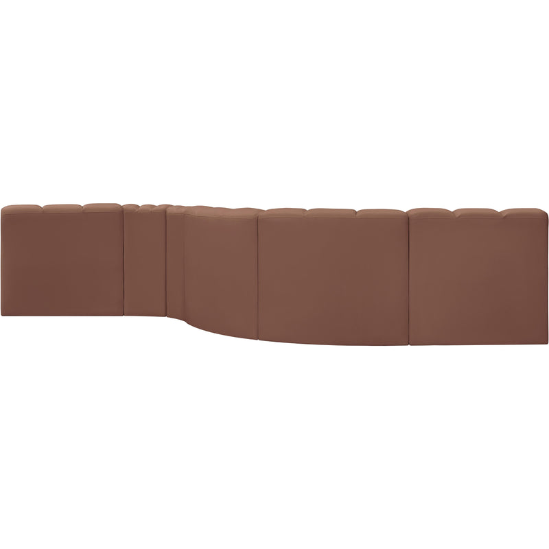 Meridian Arc Cognac Vegan Leather 6 pc Modular Sectional IMAGE 5