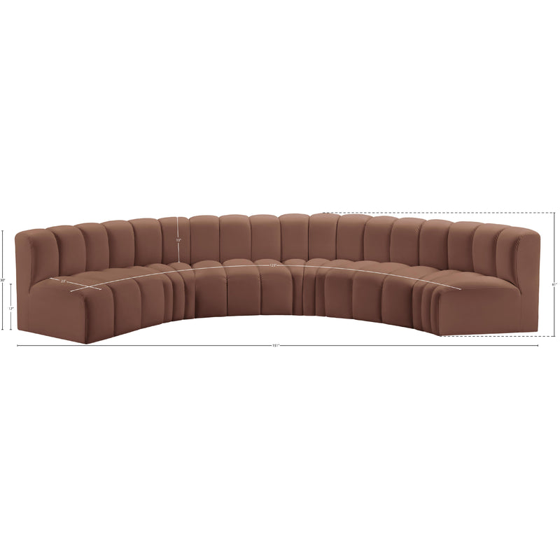 Meridian Arc Cognac Vegan Leather 6 pc Modular Sectional IMAGE 11