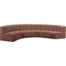 Meridian Arc Cognac Vegan Leather 6 pc Modular Sectional IMAGE 4