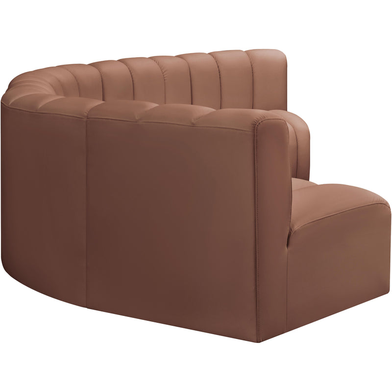 Meridian Arc Cognac Vegan Leather 6 pc Modular Sectional IMAGE 5