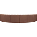 Meridian Arc Cognac Vegan Leather 6 pc Modular Sectional IMAGE 6