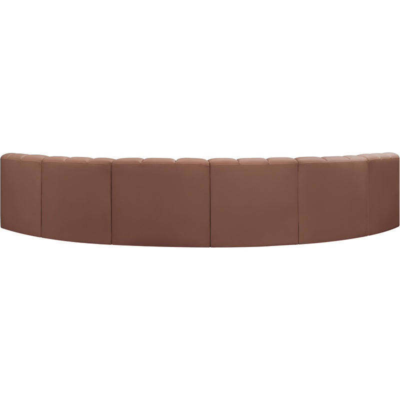 Meridian Arc Cognac Vegan Leather 6 pc Modular Sectional IMAGE 6