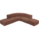 Meridian Arc Cognac Vegan Leather 6 pc Modular Sectional IMAGE 3