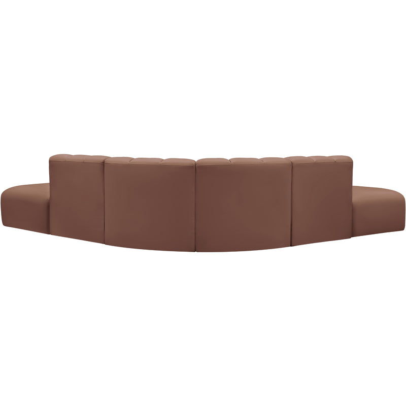 Meridian Arc Cognac Vegan Leather 6 pc Modular Sectional IMAGE 6