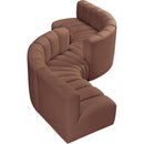 Meridian Arc Cognac Vegan Leather 6 pc Modular Sectional IMAGE 3