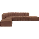 Meridian Arc Cognac Vegan Leather 7 pc Modular Sectional IMAGE 4