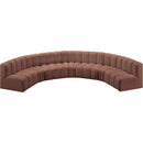 Meridian Arc Cognac Vegan Leather 7 pc Modular Sectional IMAGE 3