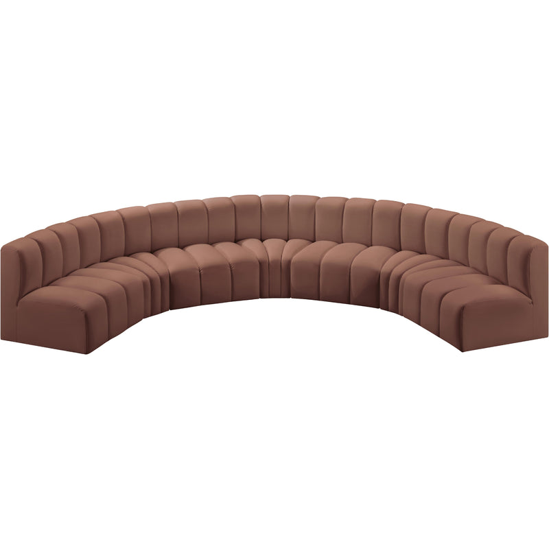 Meridian Arc Cognac Vegan Leather 7 pc Modular Sectional IMAGE 3