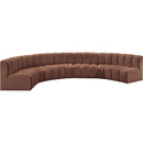 Meridian Arc Cognac Vegan Leather 7 pc Modular Sectional IMAGE 4