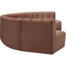 Meridian Arc Cognac Vegan Leather 7 pc Modular Sectional IMAGE 5