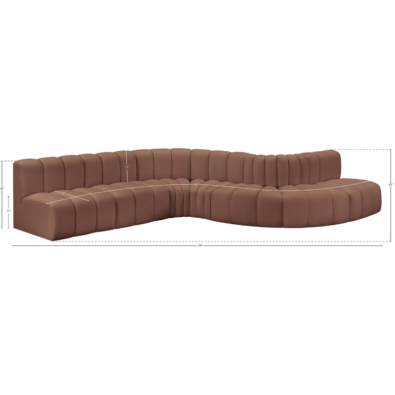 Meridian Arc Cognac Vegan Leather 7 pc Modular Sectional IMAGE 12