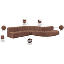 Meridian Arc Cognac Vegan Leather 7 pc Modular Sectional IMAGE 13