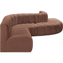 Meridian Arc Cognac Vegan Leather 7 pc Modular Sectional IMAGE 5