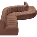Meridian Arc Cognac Vegan Leather 7 pc Modular Sectional IMAGE 6