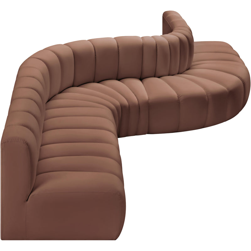 Meridian Arc Cognac Vegan Leather 7 pc Modular Sectional IMAGE 6