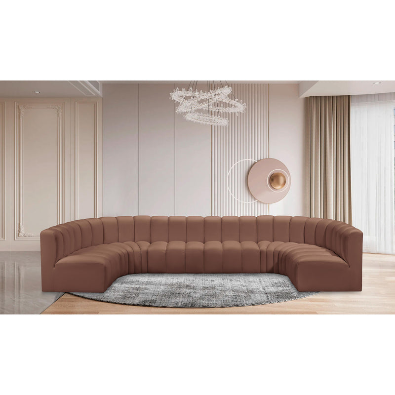 Meridian Arc Cognac Vegan Leather 8 pc Modular Sectional IMAGE 2