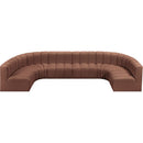Meridian Arc Cognac Vegan Leather 8 pc Modular Sectional IMAGE 3