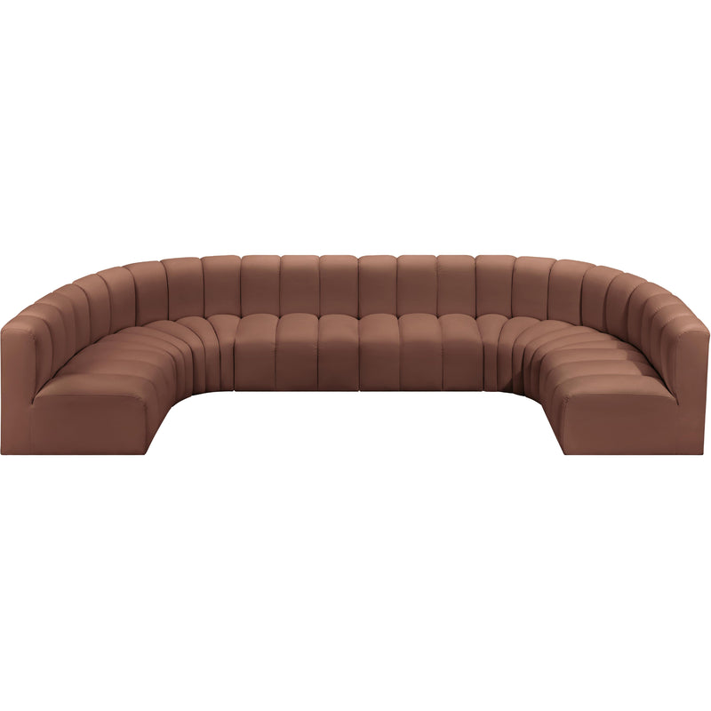 Meridian Arc Cognac Vegan Leather 8 pc Modular Sectional IMAGE 3