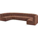 Meridian Arc Cognac Vegan Leather 8 pc Modular Sectional IMAGE 4