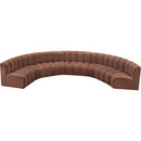 Meridian Arc Cognac Vegan Leather 8 pc Modular Sectional IMAGE 3