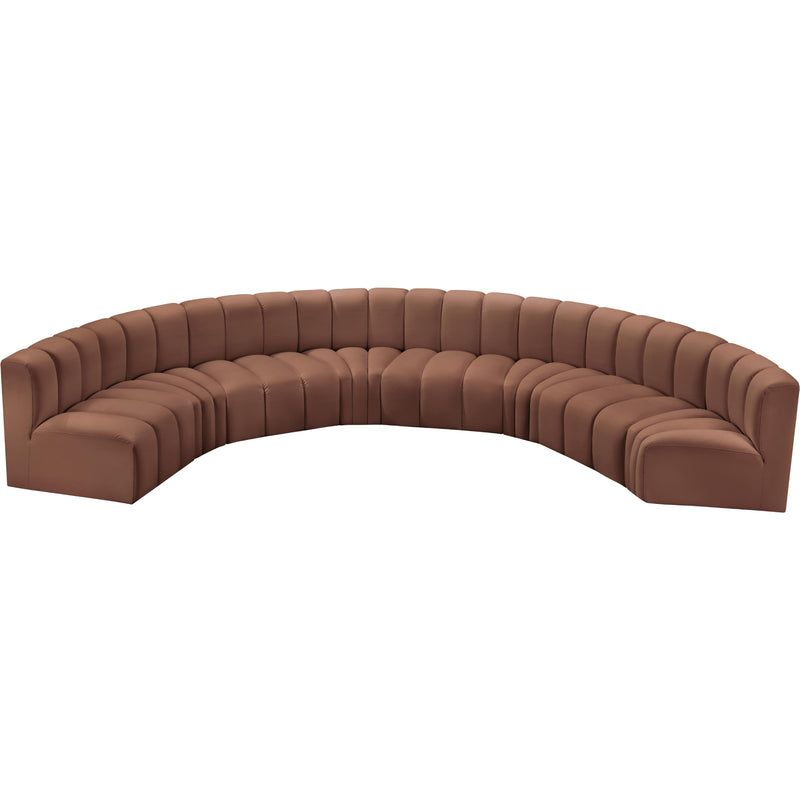 Meridian Arc Cognac Vegan Leather 8 pc Modular Sectional IMAGE 3