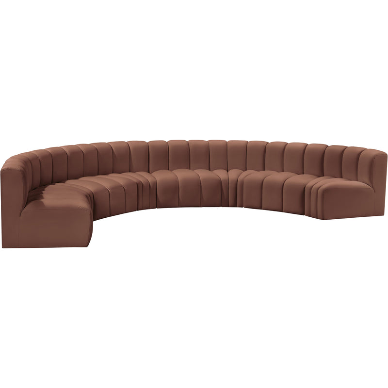Meridian Arc Cognac Vegan Leather 8 pc Modular Sectional IMAGE 4