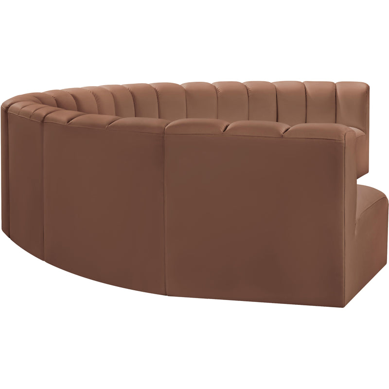 Meridian Arc Cognac Vegan Leather 8 pc Modular Sectional IMAGE 5