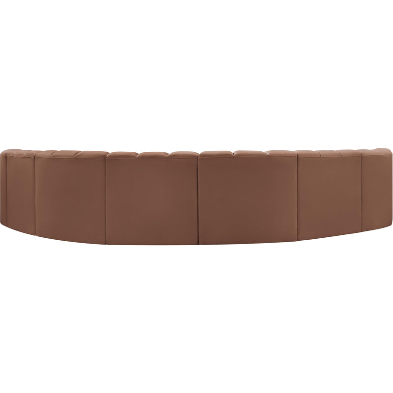 Meridian Arc Cognac Vegan Leather 8 pc Modular Sectional IMAGE 6
