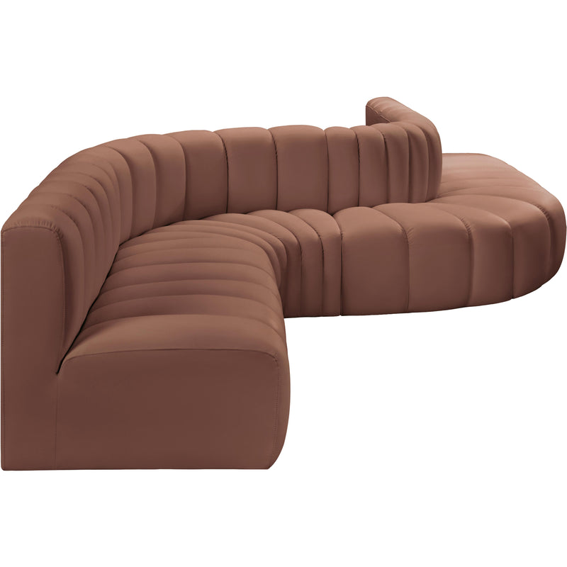 Meridian Arc Cognac Vegan Leather 8 pc Modular Sectional IMAGE 5