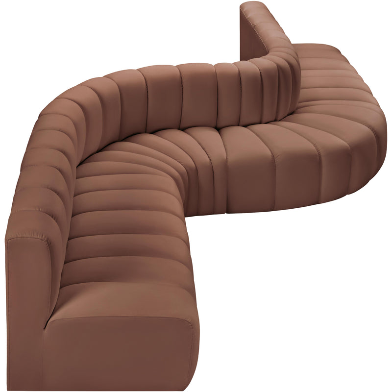 Meridian Arc Cognac Vegan Leather 8 pc Modular Sectional IMAGE 6
