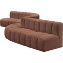 Meridian Arc Cognac Vegan Leather 8 pc Modular Sectional IMAGE 7