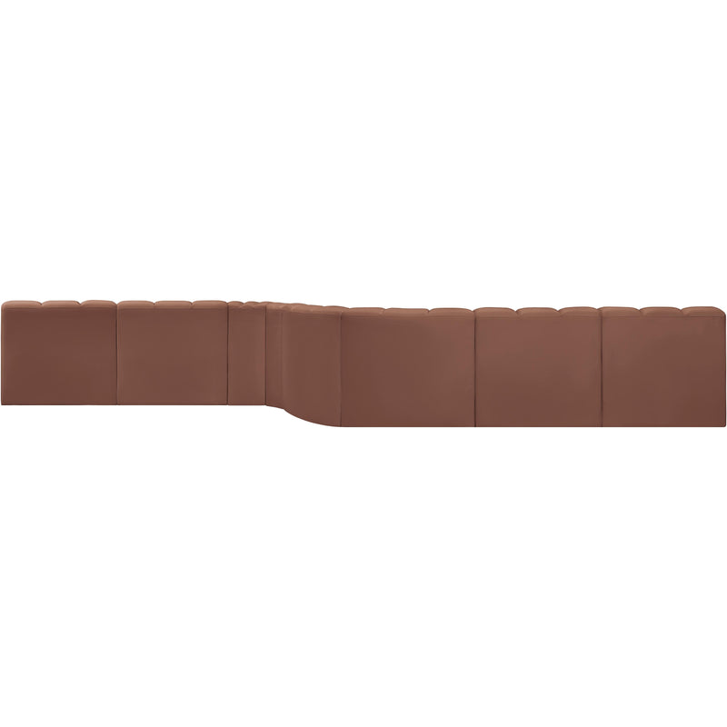 Meridian Arc Cognac Vegan Leather 8 pc Modular Sectional IMAGE 8