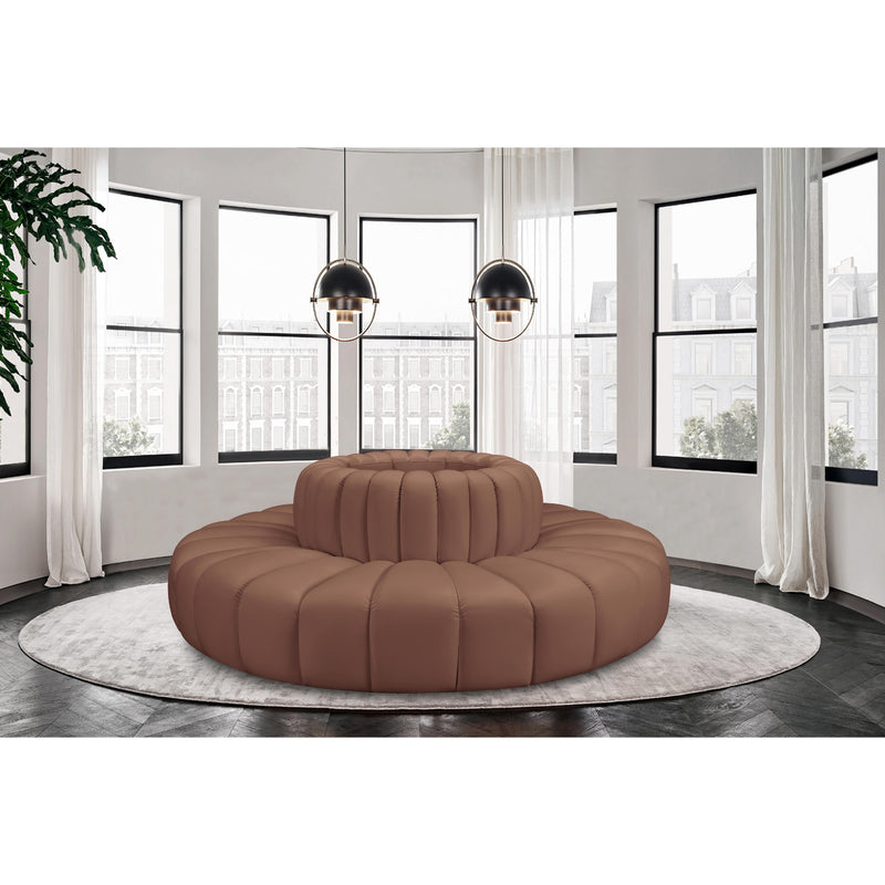 Meridian Arc Cognac Vegan Leather 8 pc Modular Sectional IMAGE 2