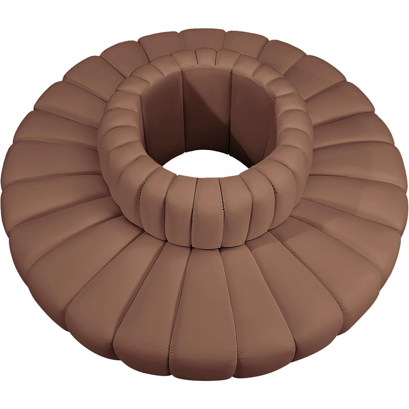 Meridian Arc Cognac Vegan Leather 8 pc Modular Sectional IMAGE 3