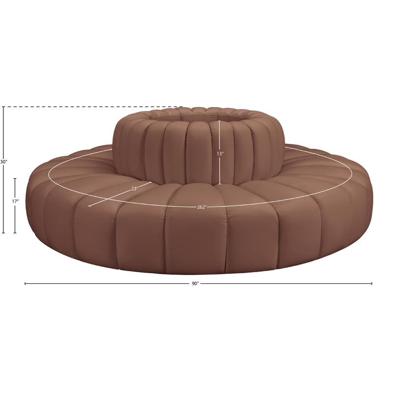 Meridian Arc Cognac Vegan Leather 8 pc Modular Sectional IMAGE 7