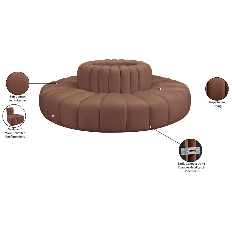 Meridian Arc Cognac Vegan Leather 8 pc Modular Sectional IMAGE 8