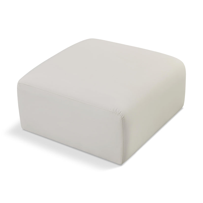 Meridian Arc Cream Vegan Leather Ottoman IMAGE 1