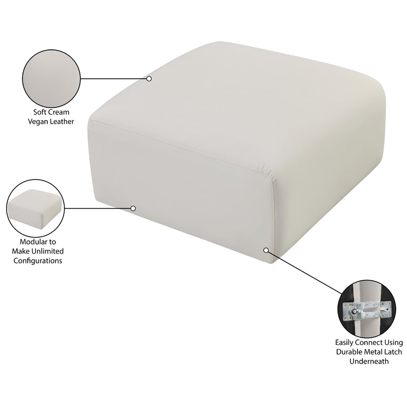 Meridian Arc Cream Vegan Leather Ottoman IMAGE 6