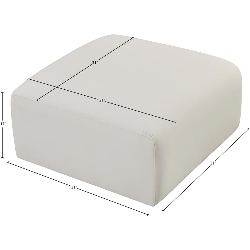 Meridian Arc Cream Vegan Leather Ottoman IMAGE 7