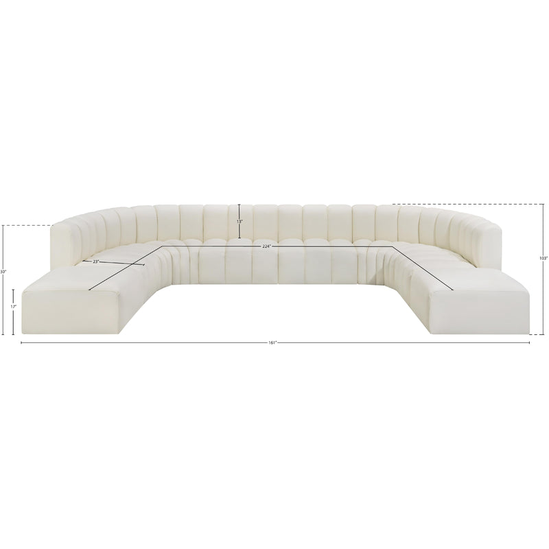 Meridian Arc Cream Vegan Leather 10 pc Modular Sectional IMAGE 12