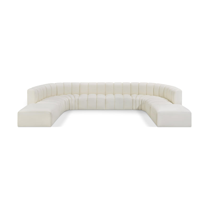 Meridian Arc Cream Vegan Leather 10 pc Modular Sectional IMAGE 1