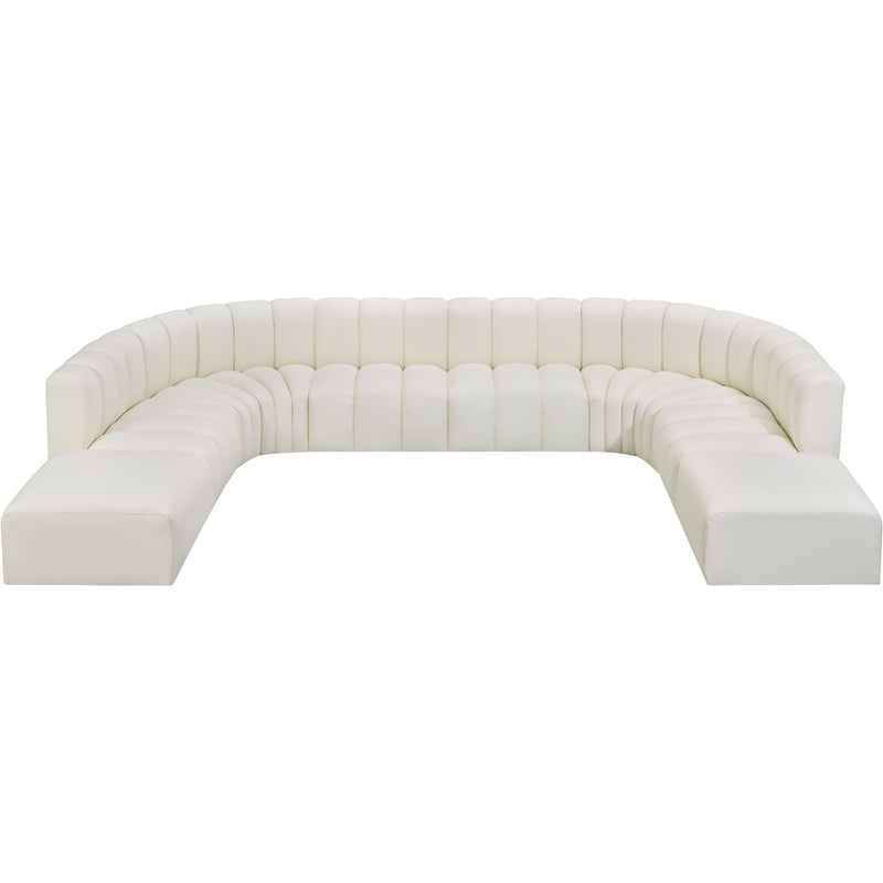 Meridian Arc Cream Vegan Leather 10 pc Modular Sectional IMAGE 3